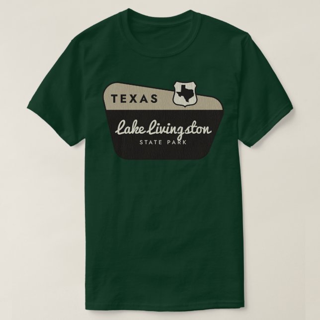 Camiseta Sinal de boas-vindas do Lago Livingston State Park (Frente do Design)