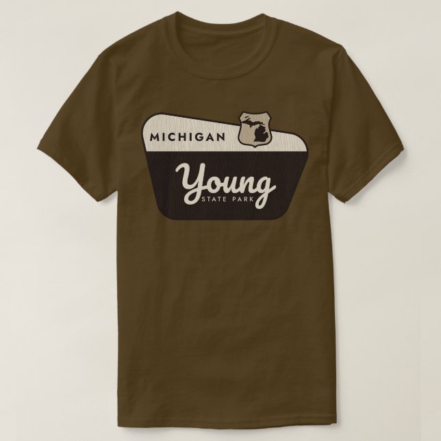 Camiseta Sinal de boas-vindas do Young State Park Michigan (Frente do Design)