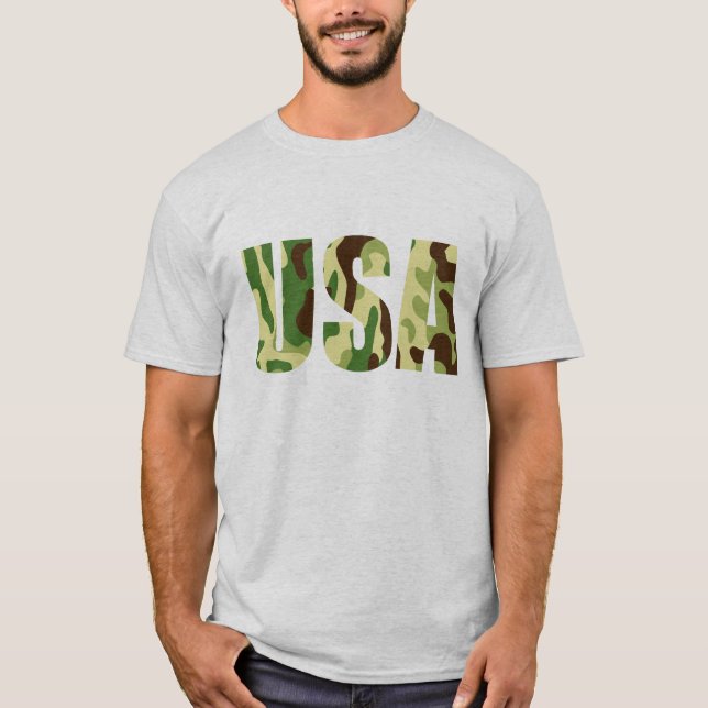 Camiseta Sinal de camuflagem khaki nos EUA (Frente)
