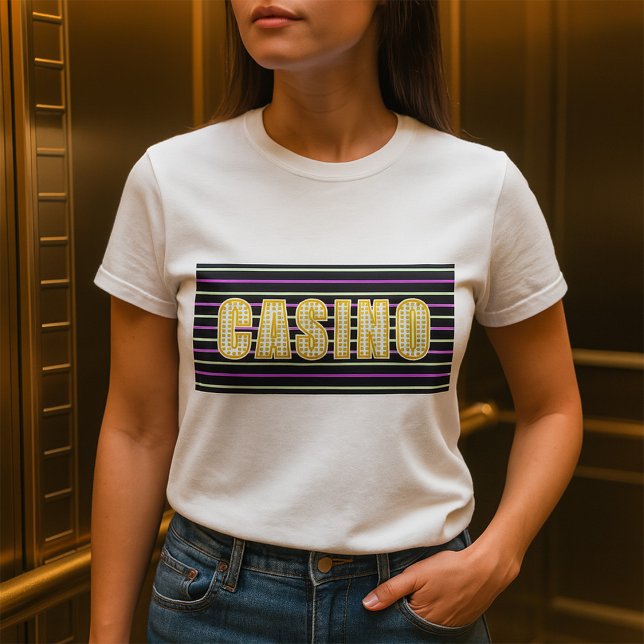 Camiseta Sinal de casino com letras de Bolinhas neon (Criador carregado)
