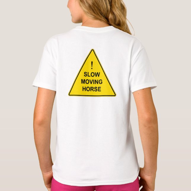 Camiseta Sinal de "Cavalo Movido Lento" Amarelo Engraçado (Verso)