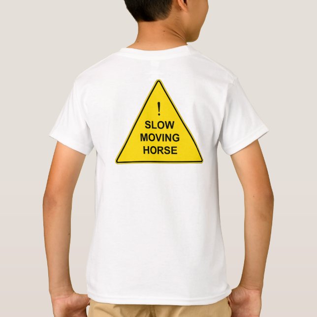 Camiseta Sinal de "Cavalo Movido Lento" Amarelo Engraçado (Verso)