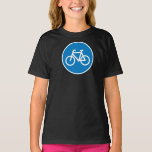 Camiseta Sinal de Ciclovia Azul Símbolo de Ciclismo na Estr