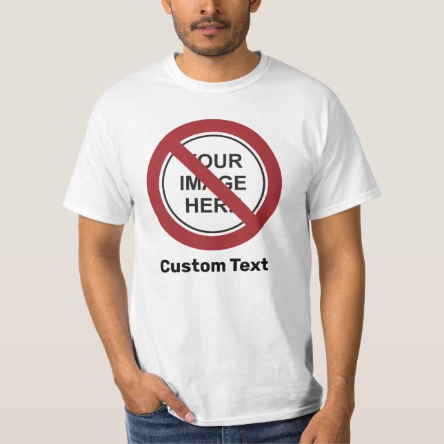 Camiseta Sinal de Círculo de Proibição com Texto e Imagem P (Frente)
