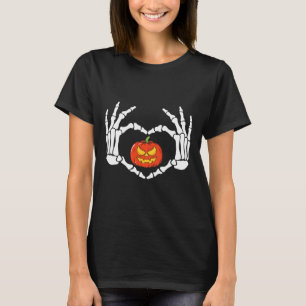 Camiseta Sinal de Coração das Mãos Retro Halloween Figurume