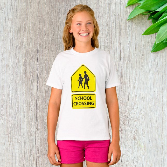 Camiseta Sinal de Cruzamento Escolar Meninas T-Shirt (Criador carregado)