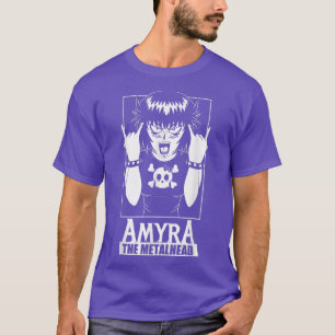 Camiseta Sinal de Duro de Rocha da Garota de Cartoon de Met