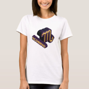 Camiseta Sinal de Escorpião e Design de Texto