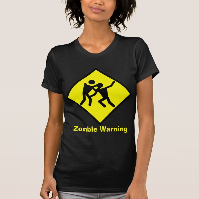 Camiseta Sinal de Estrada de Aviso Zombie (Frente)