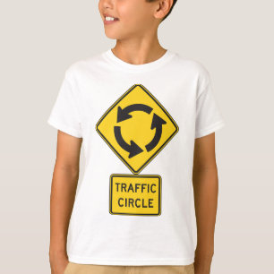 Camiseta Sinal de Estrada de Círculo de Tráfego Amarelo Dia