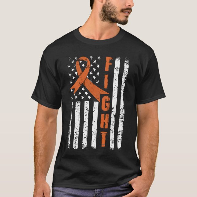 Camiseta Sinal de fita laranja - Leucemia - Consciência_ful (Frente)