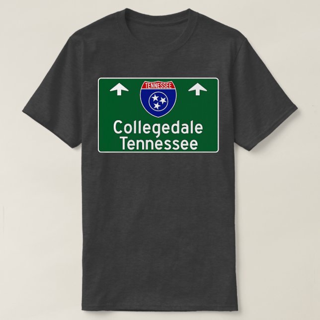 Camiseta Sinal de Guia de Rodovia Collegedale Tennessee (Frente do Design)