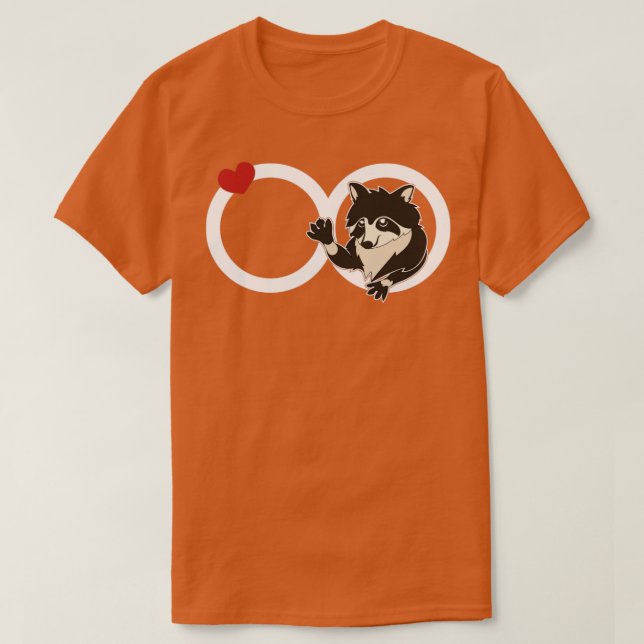 Camiseta Sinal de Infinidade de Panda Racoon em Lover de Tr (Frente do Design)