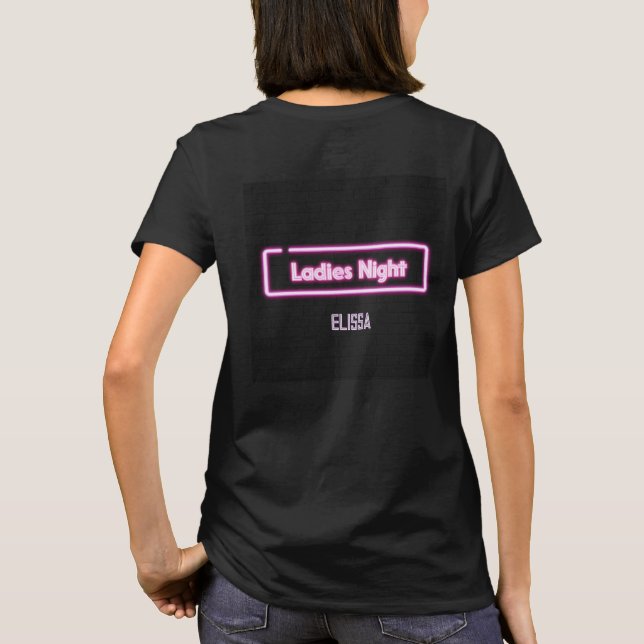 Camiseta Sinal de LED Noite Neon para Senhoras Personalizad (Verso)