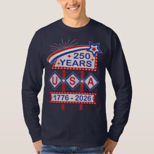 Camiseta Sinal de Letreiro de Aniversário de 250 anos Retro