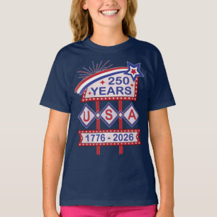 Camiseta Sinal de Letreiro de Aniversário de 250 anos Retro