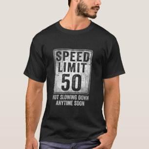 Camiseta Sinal de limite de velocidade de 50 anos, aniversá
