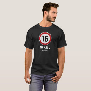 Camiseta Sinal de Limite de Velocidade de Aniversário de 16