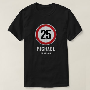 Camiseta Sinal de limite de velocidade de aniversário de 25