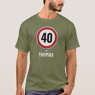 Camiseta Sinal de Limite de Velocidade de Aniversário de 40
