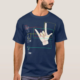 Camiseta Sinal de Língua Americana Sinal Sinal ASL Amo Você