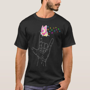 Camiseta Sinal de linguagem manual Asl eu amo você Borbolet