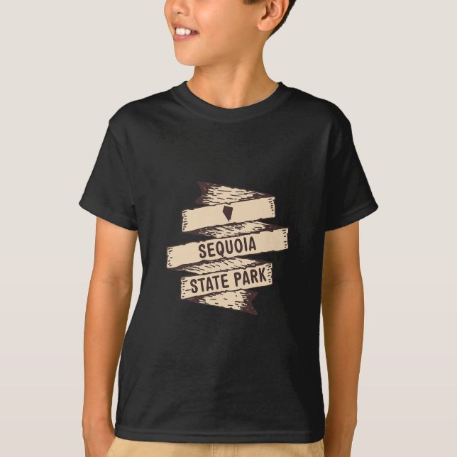 Camiseta Sinal de Madeira do Parque Estadual de Sequoia Nev (Frente)