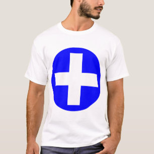 Camiseta Sinal de mais branco com azul