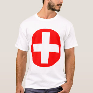 Camiseta Sinal de mais branco com vermelho