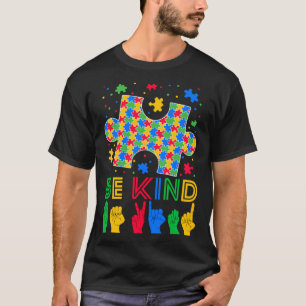 Camiseta Sinal de Mão Be Kind Língua de Sinais ASL Puzzle C
