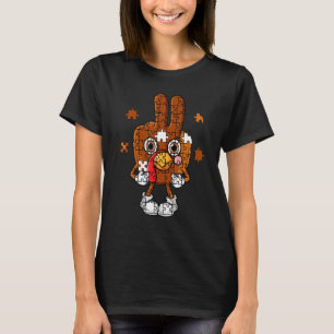 Camiseta Sinal de Mão da Paz do Peruca Puzzle Autismo Dia d
