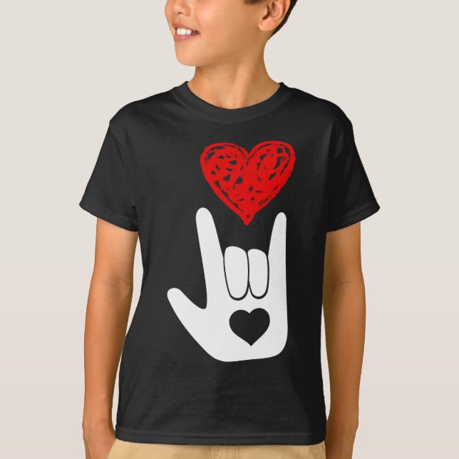 Camiseta Sinal de mão de amor da linguagem de sinais americ (Frente)