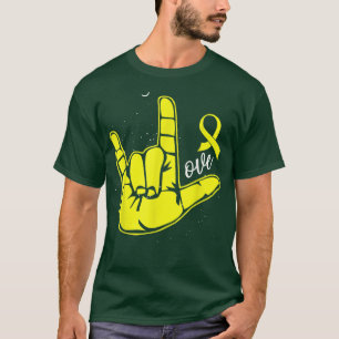 Camiseta Sinal de Mão de Amor Semana de Consciência do Canc