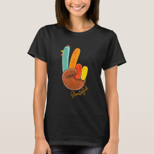 Camiseta Sinal de mão de peru agradecido Paz Amor Peru