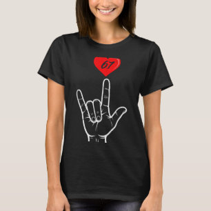 Camiseta Sinal de Mão Eu Te Amo Asl Coração 67 Mulheres Cri