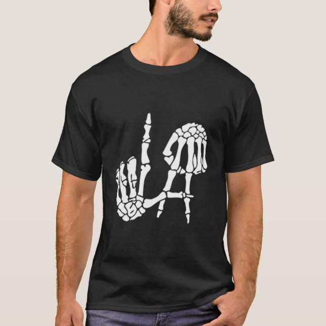 Camiseta Sinal de Mão Los Angeles Skeleton (Frente)
