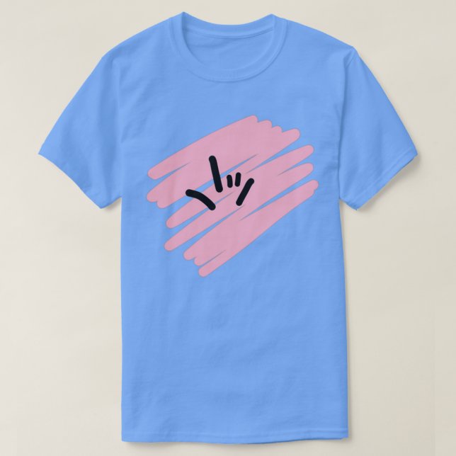 Camiseta Sinal de mão oleosa rosa (Frente do Design)