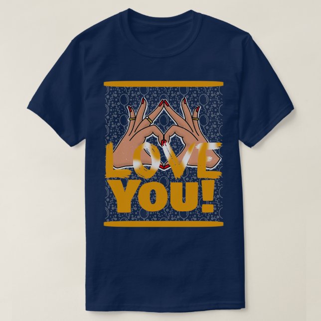 Camiseta sinal de mão que te amo (Frente do Design)