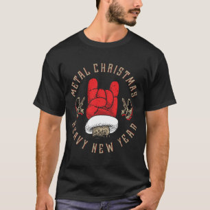 Camiseta Sinal de Metal de Natal: Design Festivo de Ano Nov