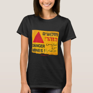 Camiseta Sinal de Minas Terrestres Perigosas em Inglês, Heb