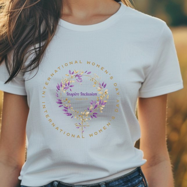 Camiseta Sinal de Mulher Floral Dia da Mulher 20 de março (Criador carregado)