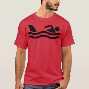 Camiseta Sinal De Nadação Com Tubarão Engraçado