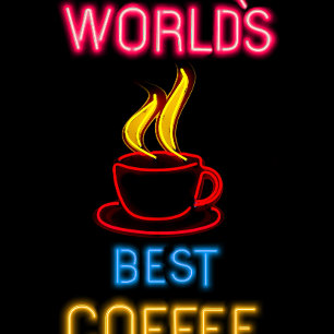 Camiseta Sinal de Neon do Melhor Café do Mundo