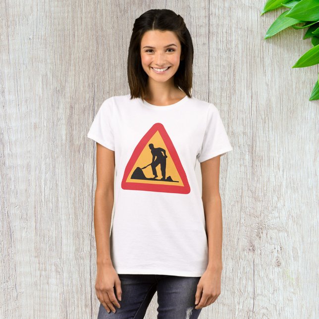Camiseta Sinal de Obras à Frente Sinal de Zona de Construçã (Criador carregado)