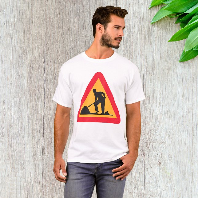 Camiseta Sinal de Obras à Frente Sinal de Zona de Construçã (Criador carregado)