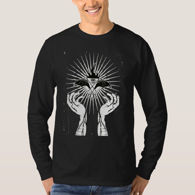 Camiseta Sinal De Olho De Lúcifer Satânico Occult Zombie Ta (Frente)