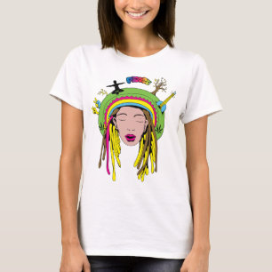 Camiseta Sinal de paz ~ 60 anos Hippie Girl Tie Dye