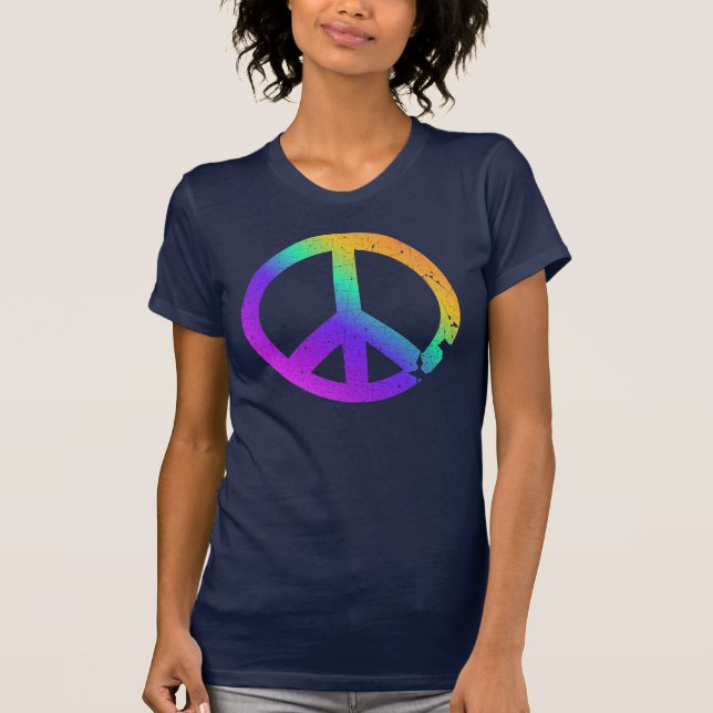 Camiseta Sinal de paz afligido KRW do arco-íris (Frente)