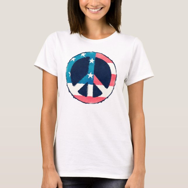 Camiseta Sinal de Paz Americano grunge (Frente)