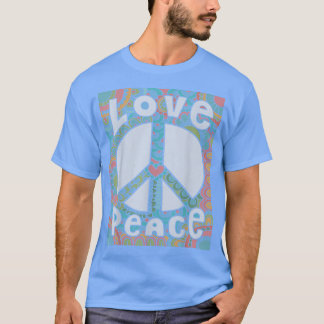 Camiseta Sinal de Paz Amor 1960 década de 1970 Tie Dye Groo